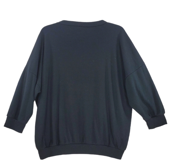 80s USA Sweats Black Sweatshirt Unisex One Size Fits All 3/4 Sleeves VTG USA - Picture 3 of 8